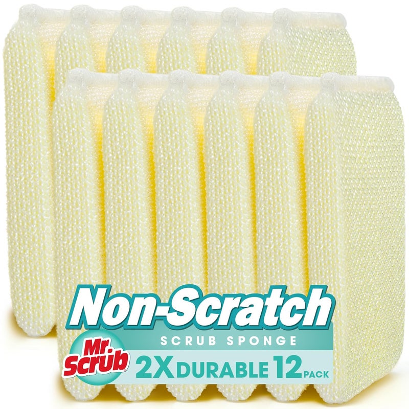 Mr. Scrub All-Purpose Sponges, Non Scratch, for Washing and Cleaning Dishes, Premium Scrub and Scrubbers, 12 Pads, Ideal for Kitchen, Bathroom - Image 1